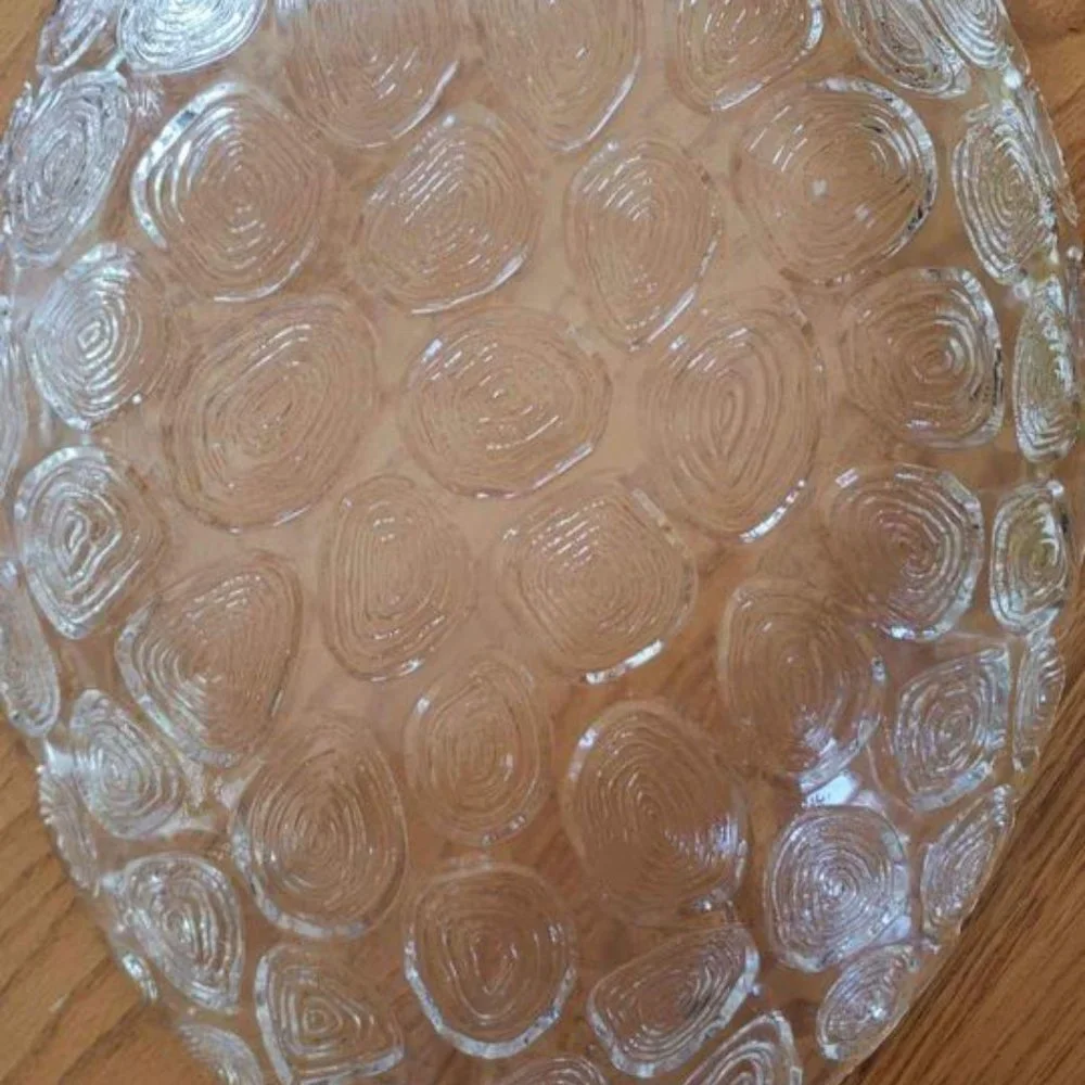 Crate & Barrel Textured Glass Centerpiece Platter Made in Italy